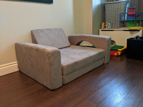 chair play couch build in a bedroom in grey