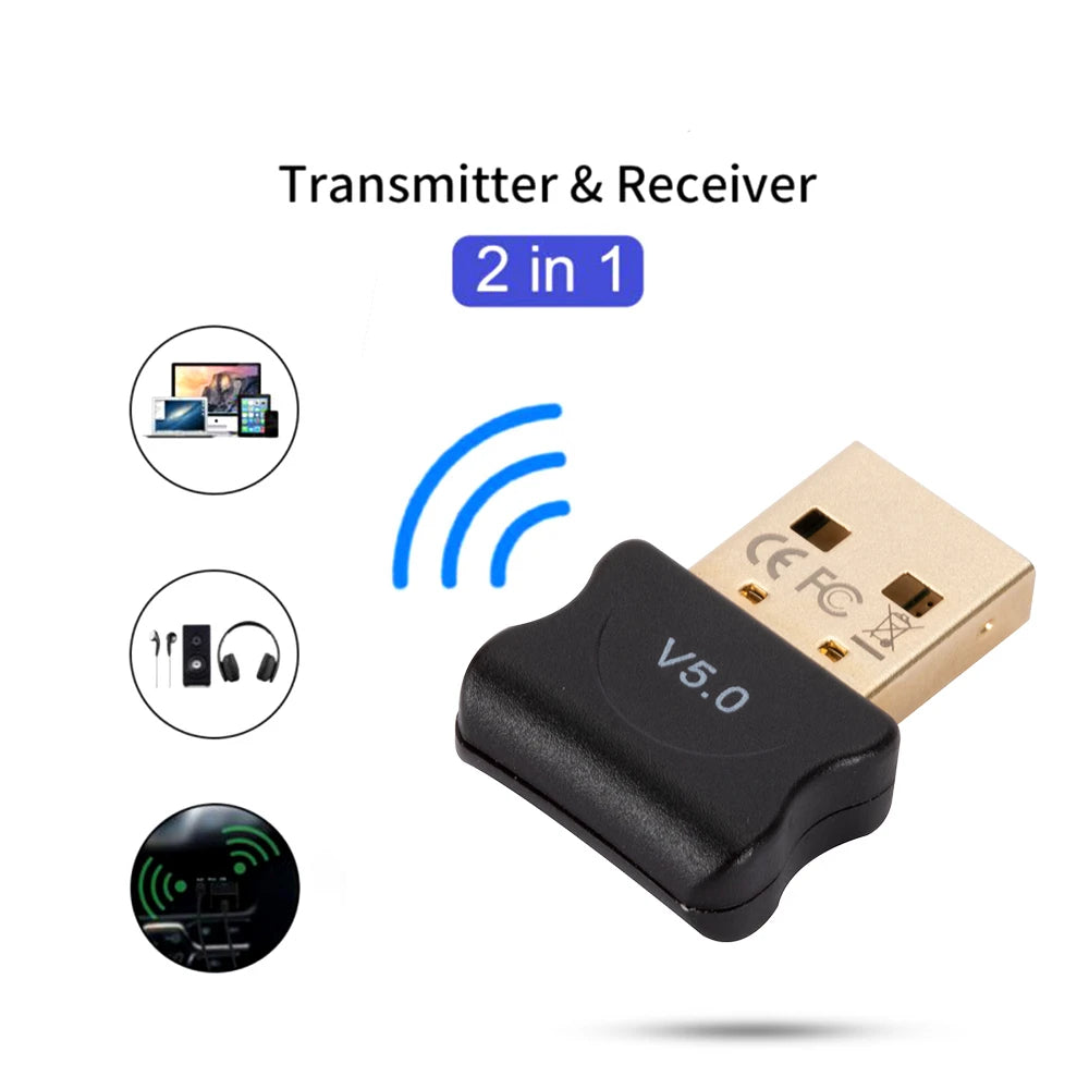 Eaiser-Mini USB Dongle Adapter Bluetooth-Compatible 5.0 Music Audio Receiver Wireless Transmitter for PC computers Laptop