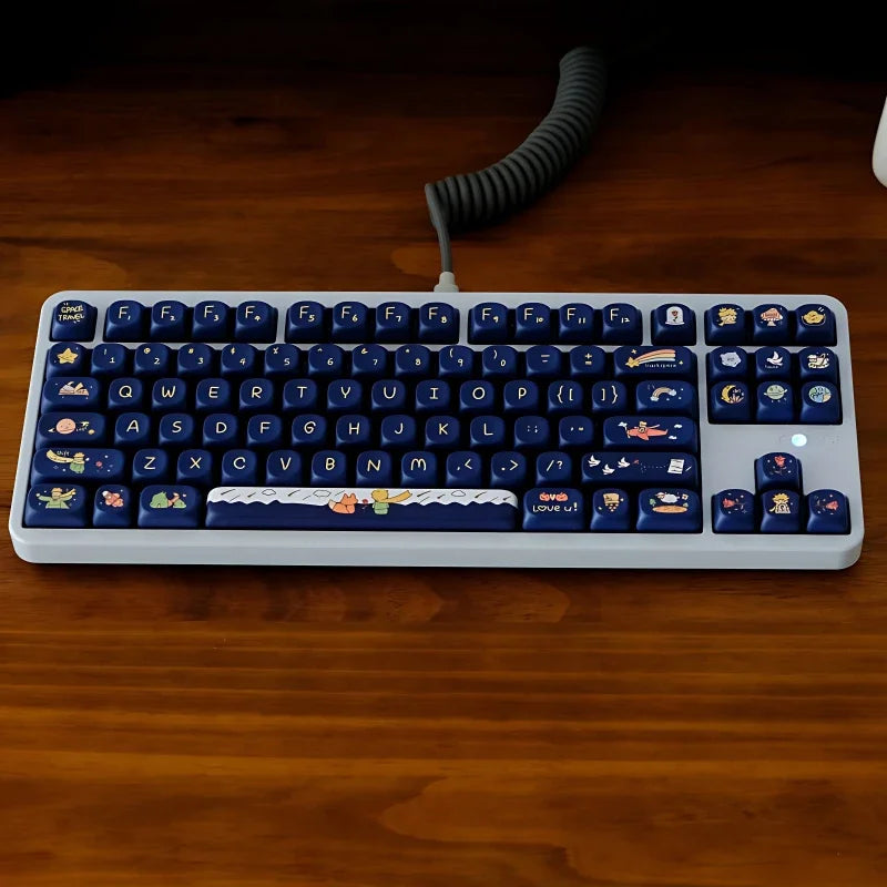 Eaiser PBT Keycaps Dye Sublimation Mechanical Keyboard Keycap,Little Prince Theme 129 Keys MOA Profile Keycap for MX Switch Fittings