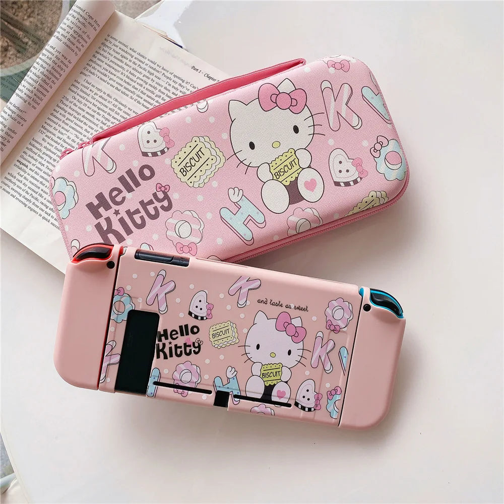 Eaiser-MINISO Hello Kitty For Switch Case Shell Protective Split Housing Box For Nintendo Switch Accessories NS Console TPU Fundas