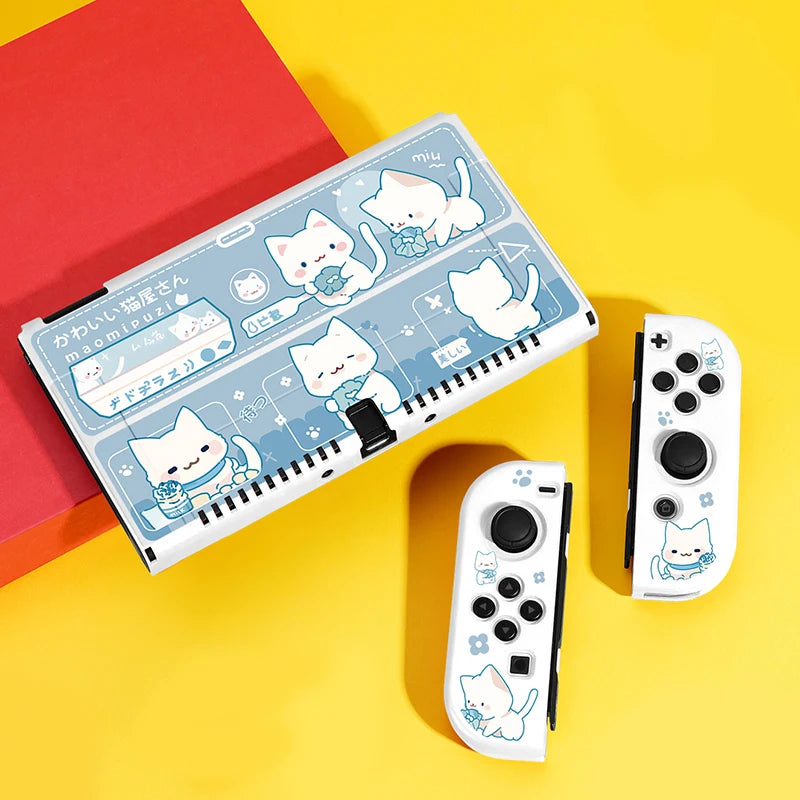 Eaiser-Protector Case for Nintendo Switch OLED, NS Game Accessories,Handheld Separable Shell for NS Joycon, Switch Oled Cover Cute Cat
