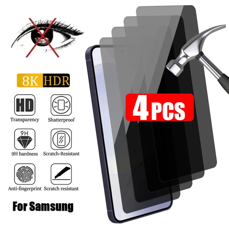 Eaiser-4PCS Anti-spy Glass for Samsung S21 S20 FE 5G A72 A52 A32 A70 A50 A40 Privacy Screen Protector for Samsung A73 A53 A33 A23 5G
