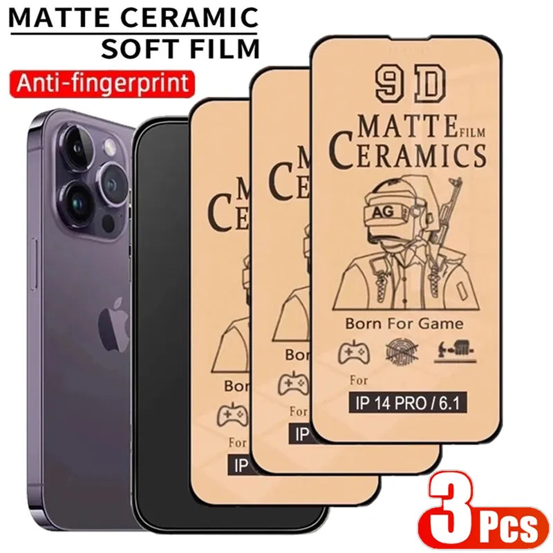 Eaiser-3Pcs 9D Soft Matte Ceramic Film for iPhone 13 14 Pro Max 12 Mini 8 7 15 Plus Screen Protector for IPhone 11 PRO XS MAX Not-Glass