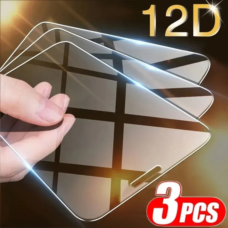 Eaiser-3Pcs Tempered Glass for iPhone 14 13 12 11 15 Pro Max Mini Screen Protector for iPhone XR X XS MAX 7 8 Plus SE Protective Glass
