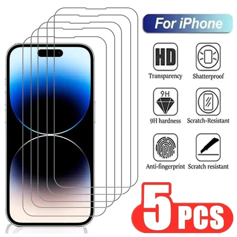 Eaiser-3-5Pcs 9H Tempered Glass for iPhone 13 11 12 14 15 Pro Max Mini Screen Protector For iPhone 15 Plus X XR XS MAX Protective Glass