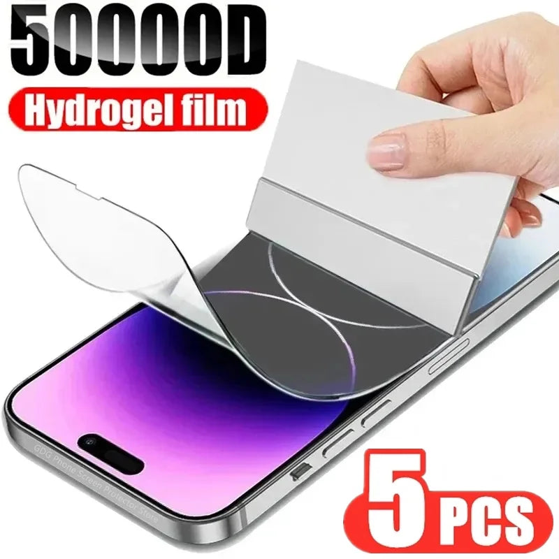 Eaiser-5Pcs Full Cover Hydrogel Film for iPhone 13 11 12 14 Pro Max Mini 8 Plus Screen Protector for IPhone 15 PRO XS MAX XR Not Glass