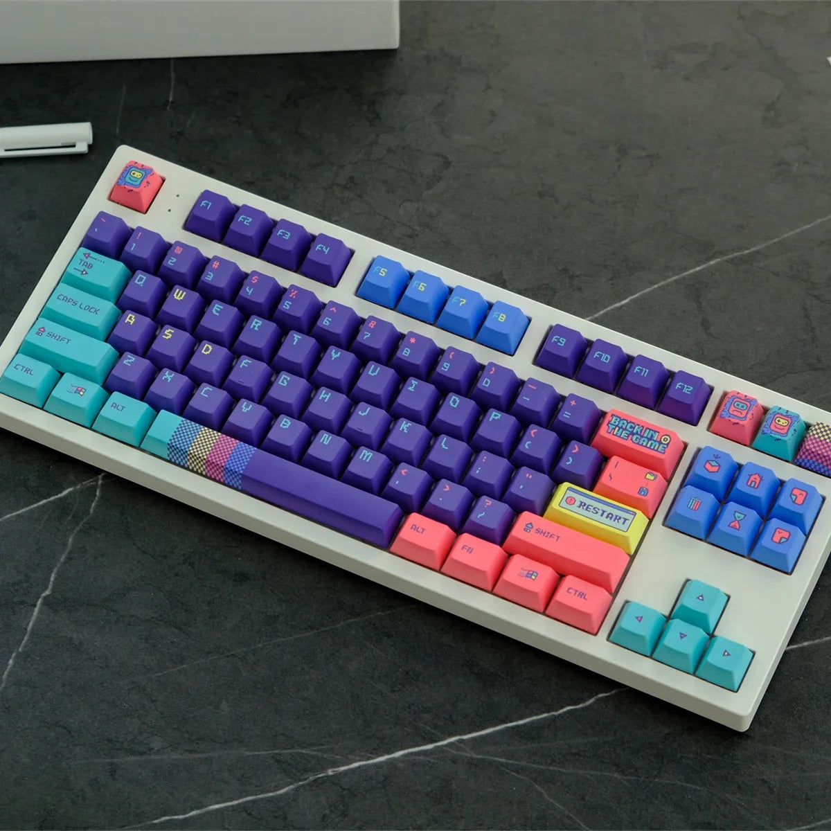 Eaiser 129 Keys Back In The Game Keycaps Cherry Profile PBT Dye Sublimation Keycap for MX Switch Mechanical Gaming Mechanical Keyboard