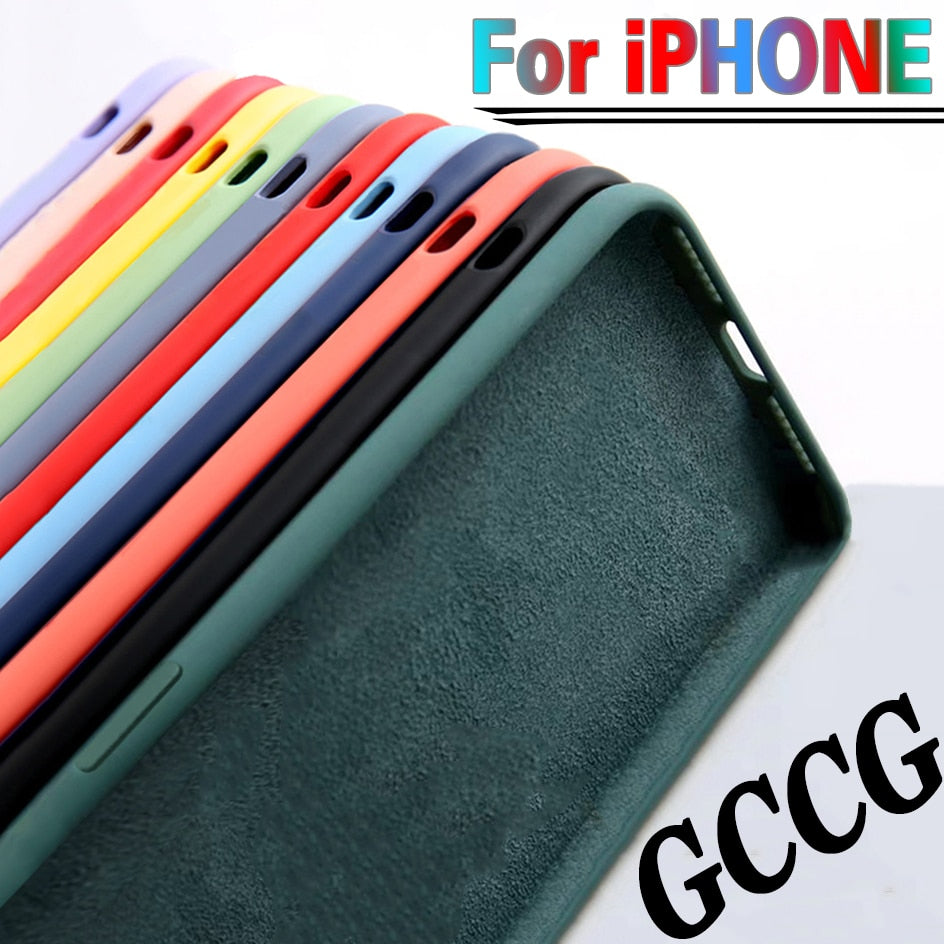 Eaiser For Iphone 7 6 6S 8 Plus Case Luxury Original Liquid Silicone Soft Cover For Iphone 11 12 Pro X XR XS Max Shockproof Phone Case