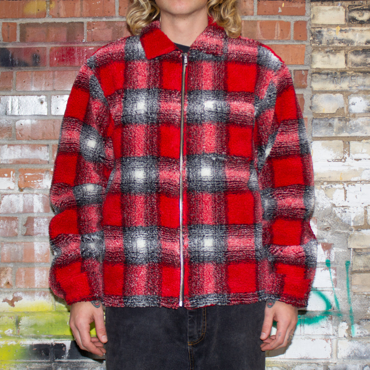 Shadow Plaid Sherpa Zip Shirt