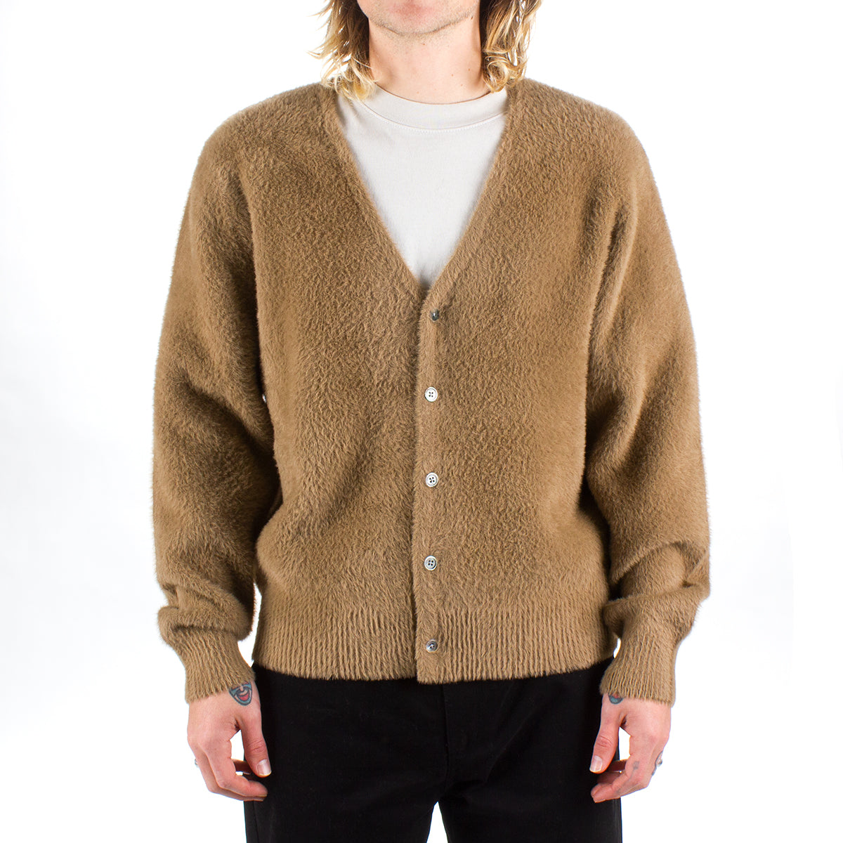 キナリ・ベージュ STUSSY SHAGGY CARDIGAN BROWN M 茶色 | www