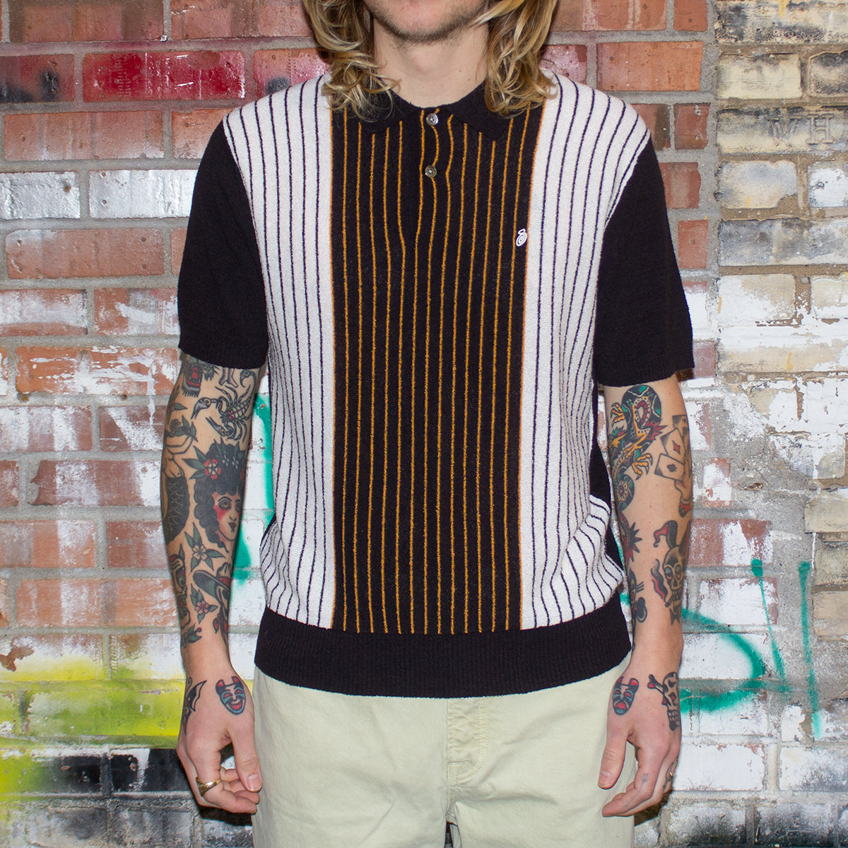 STUSSY TEXTURED POLO SWEATER-