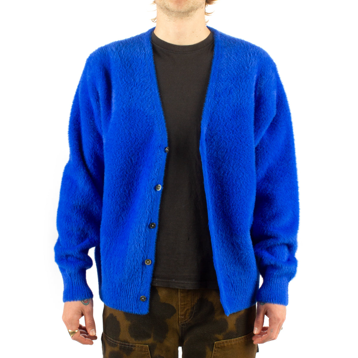 stussy shaggy cardigan blue M | labiela.com