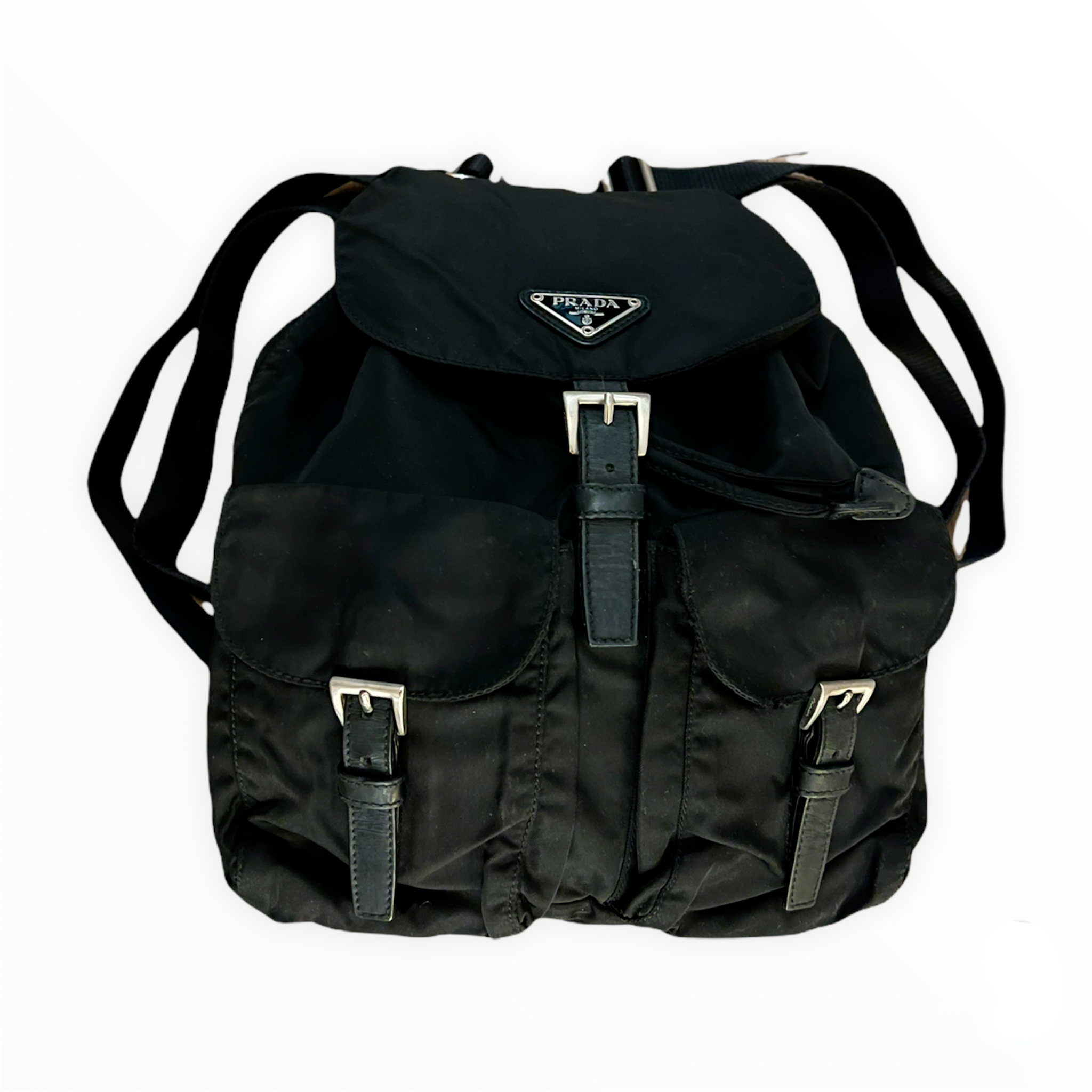 prada nylon backpack black