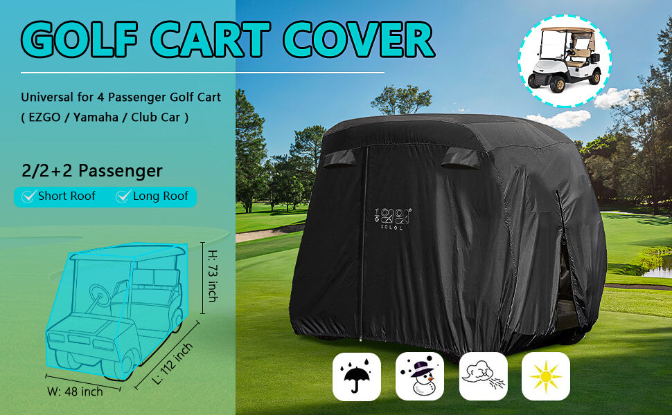 Golf cart cover applicable models and sizes