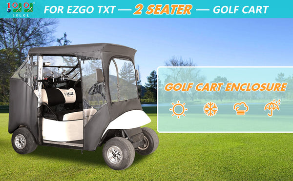 Fits most 2 seater with shorter 58" roof EZGO golf carts