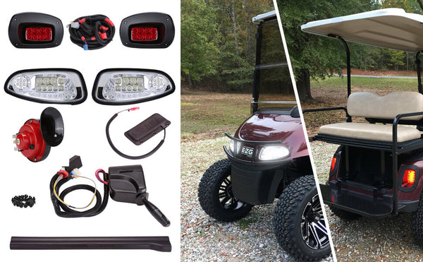 10L0L Golf Cart EZGO RXV Light Kit,Deluxe Headlights and Tail Light