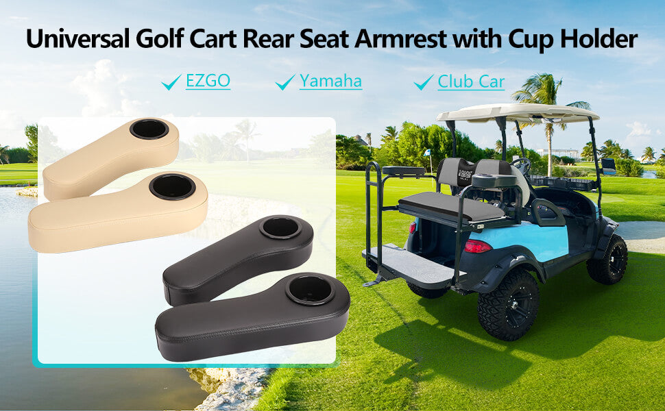 Golf cart armrest with cup holder