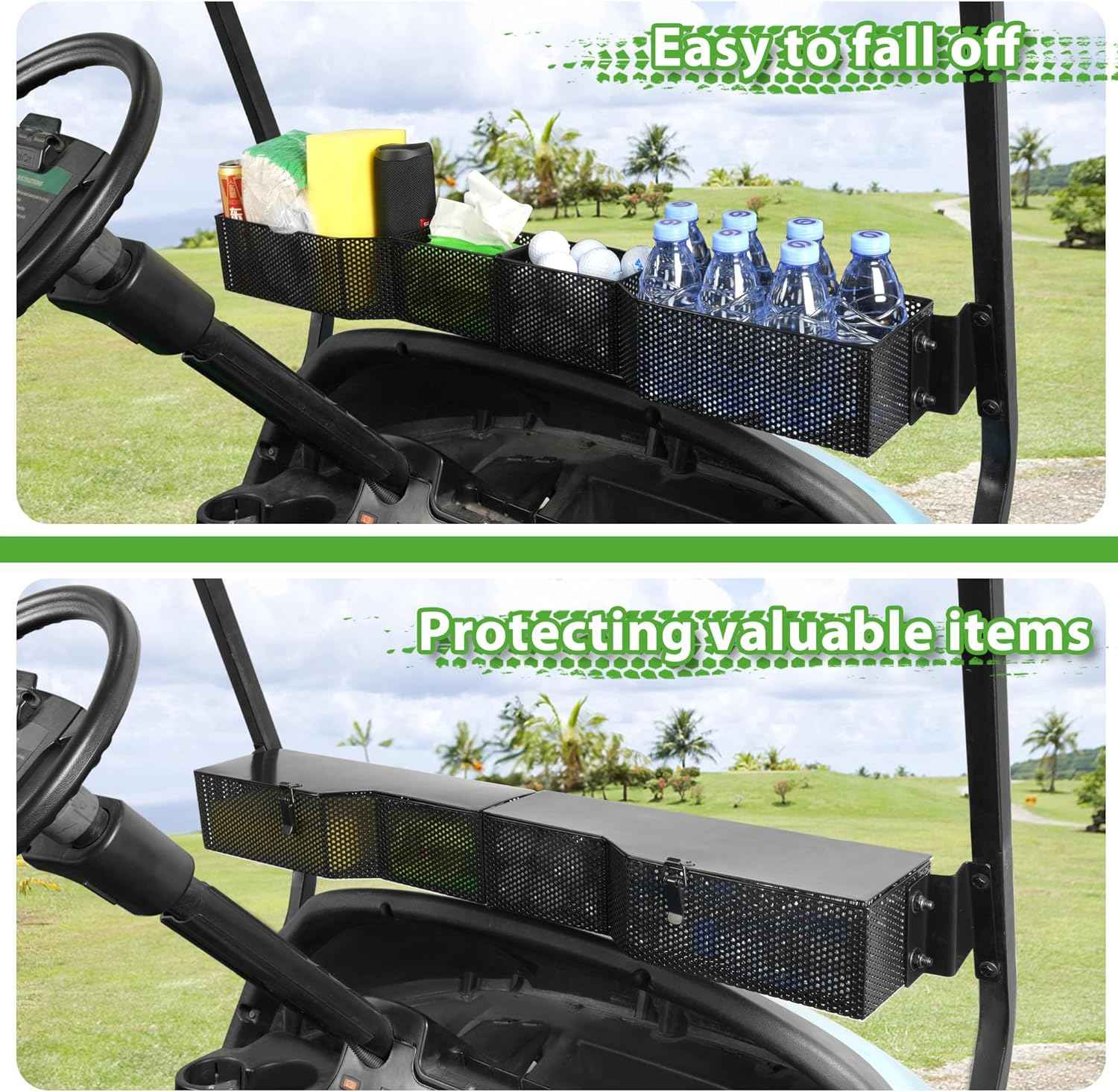 Golf Cart Front Inner Dash Storage Basket/Tray Organizer