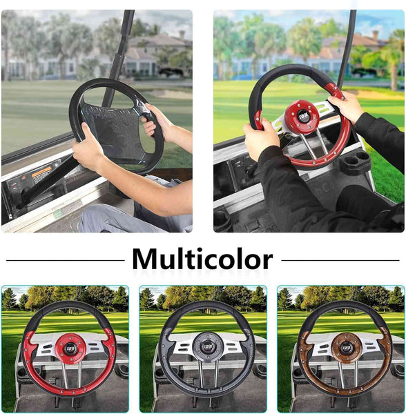 Universal 12.5 Inch Red Golf Cart Steering Wheel Available in Three Colors