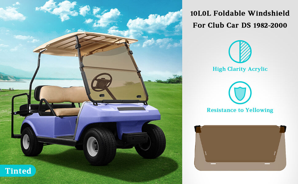 Tinted golf cart windshield