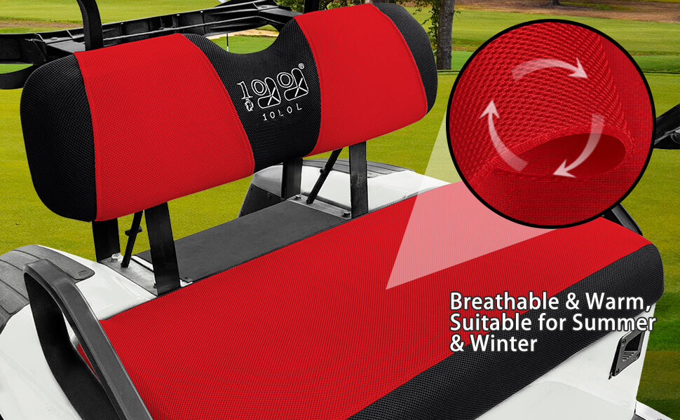 Breathable red golf cart seat cover