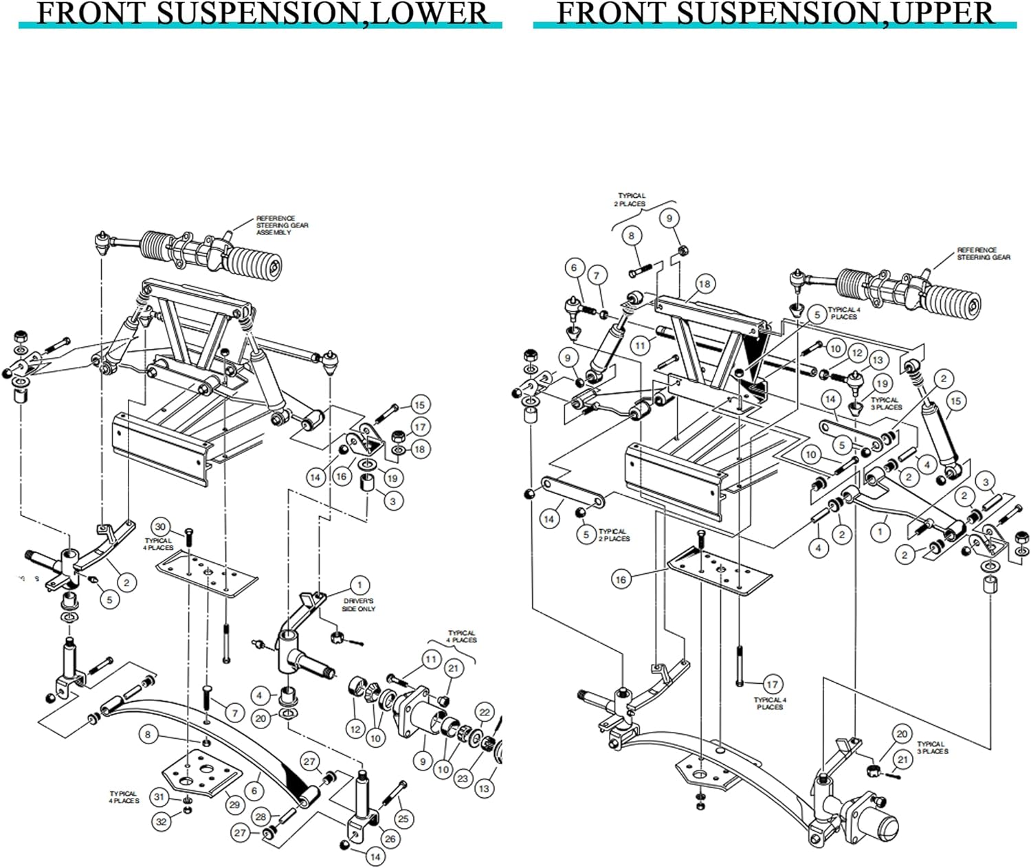 Golf Cart Front End Rebuild Kit fits Club Car DS 1993-Up