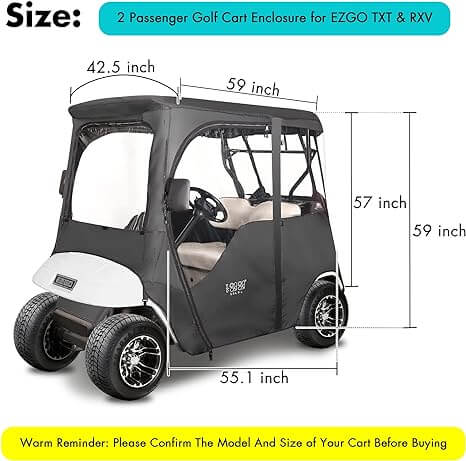 EZGO TXT Golf Cart Cover Dimensions