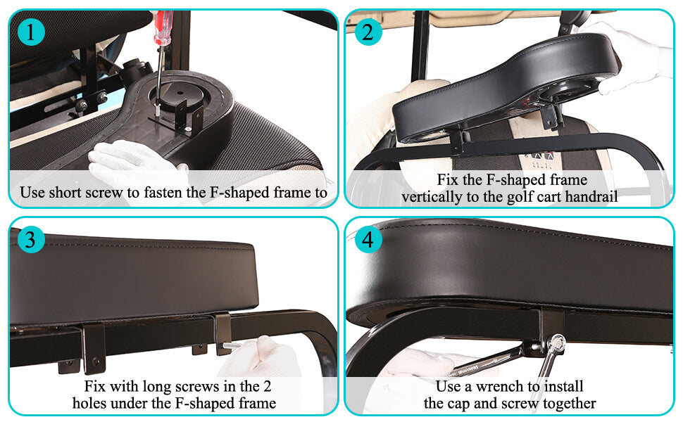 Installation steps for golf cart handrails with cup holders