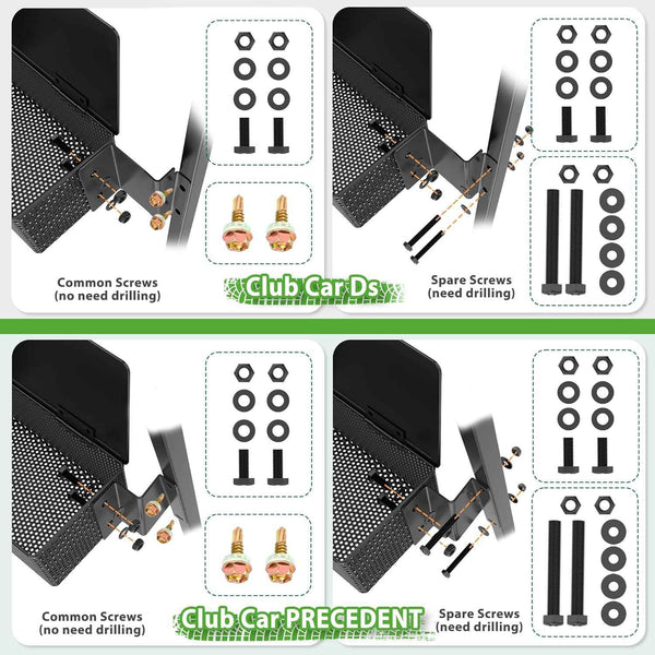 Golf Cart Storage Basket with Cover and Rack for Club Car