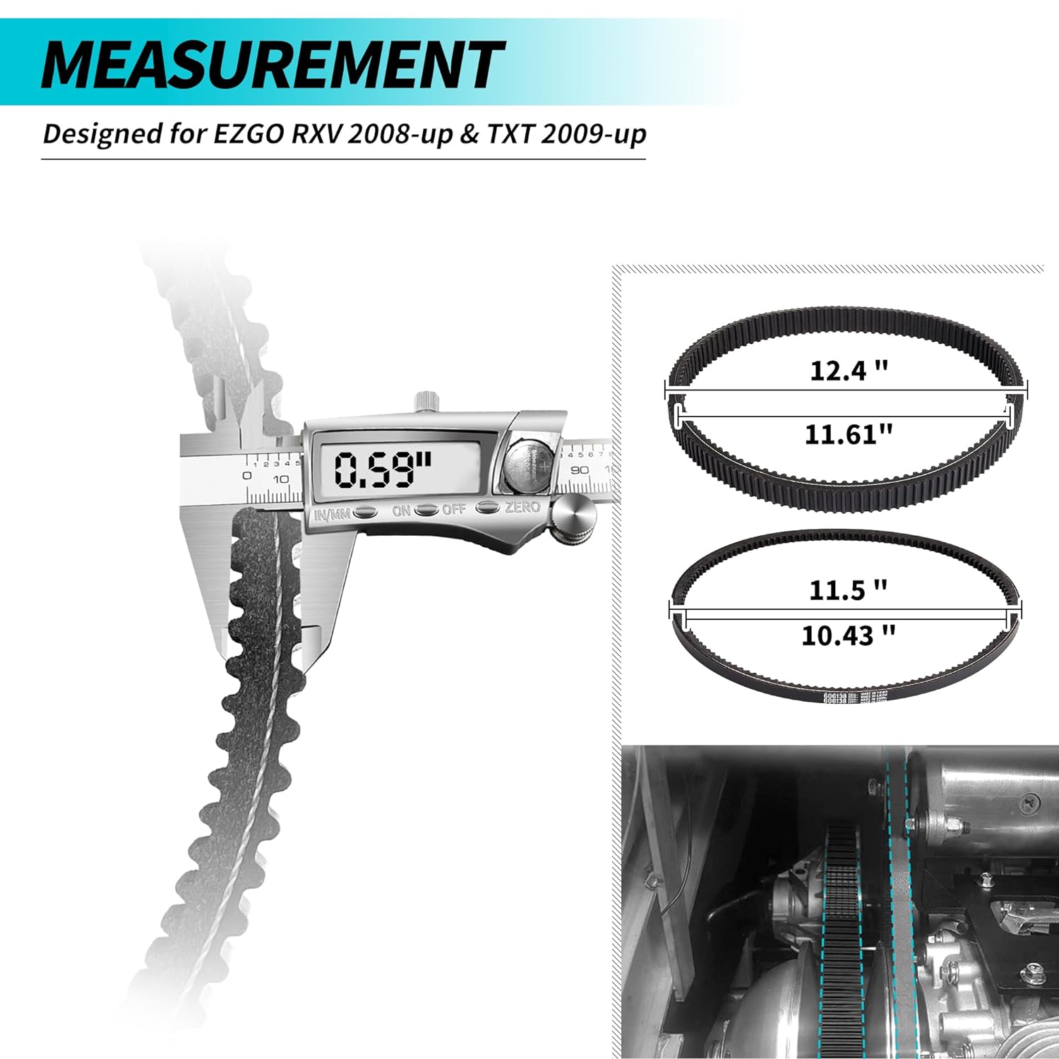 Golf Cart Clutch Drive Belt & Starter Generator Belt Kit for EZGO TXT RXV