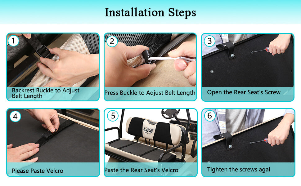Golf cart seat cover installation steps