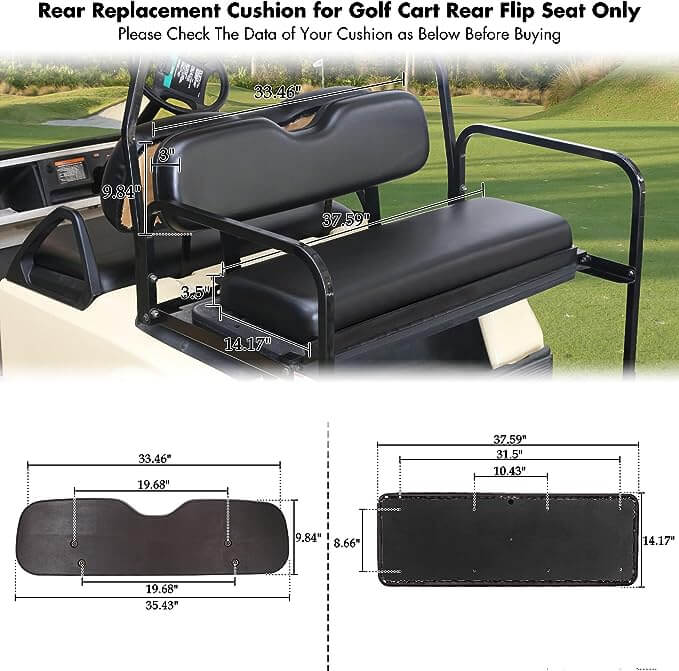 10L0L Universal Golf Cart Rear Seat black