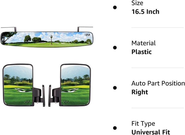 Golf cart side and rear view mirror specifications