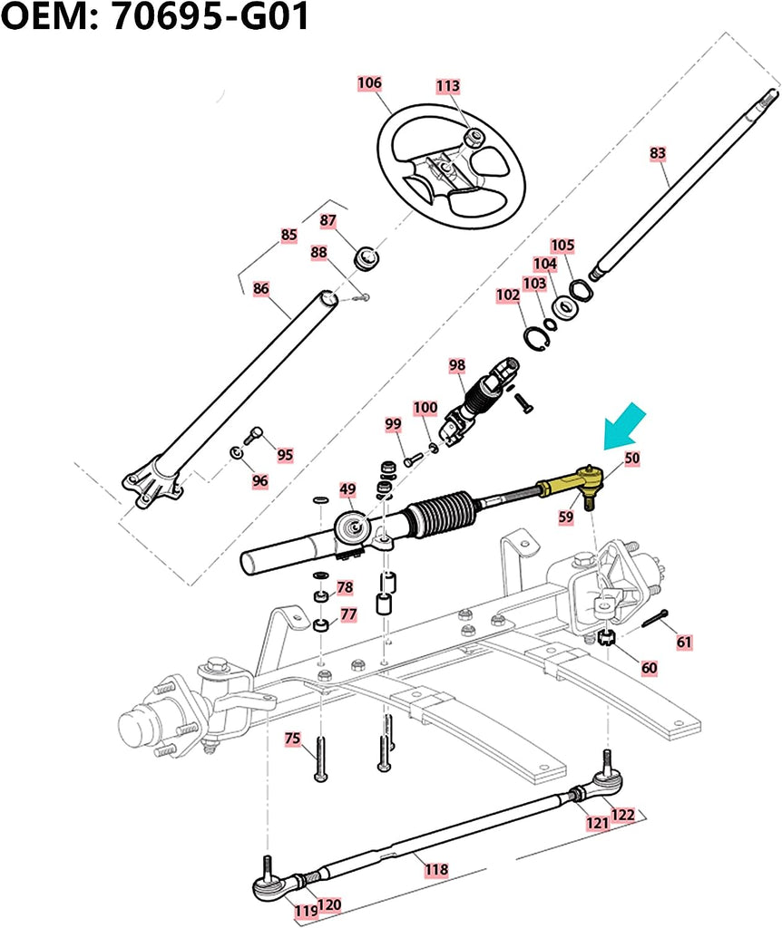 GOLF CART Steering Rack Outer Ball