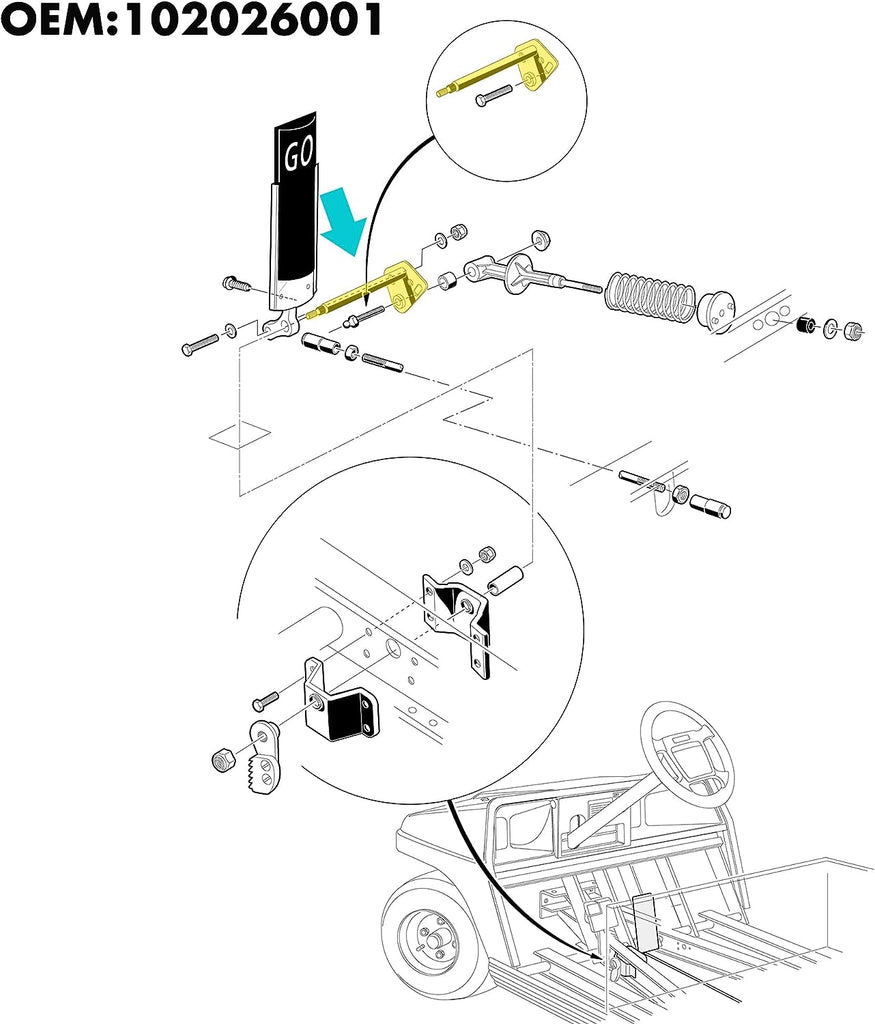 Golf Cart Accelerator Pivot Rod Assembly Kit