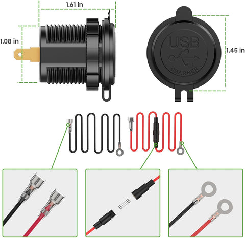 Golf Cart USB Port Size