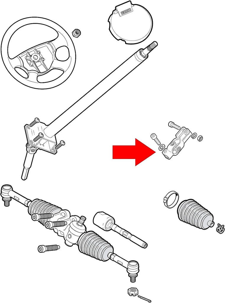 10L0L Golf Cart Steering Shaft Yoke Assembly