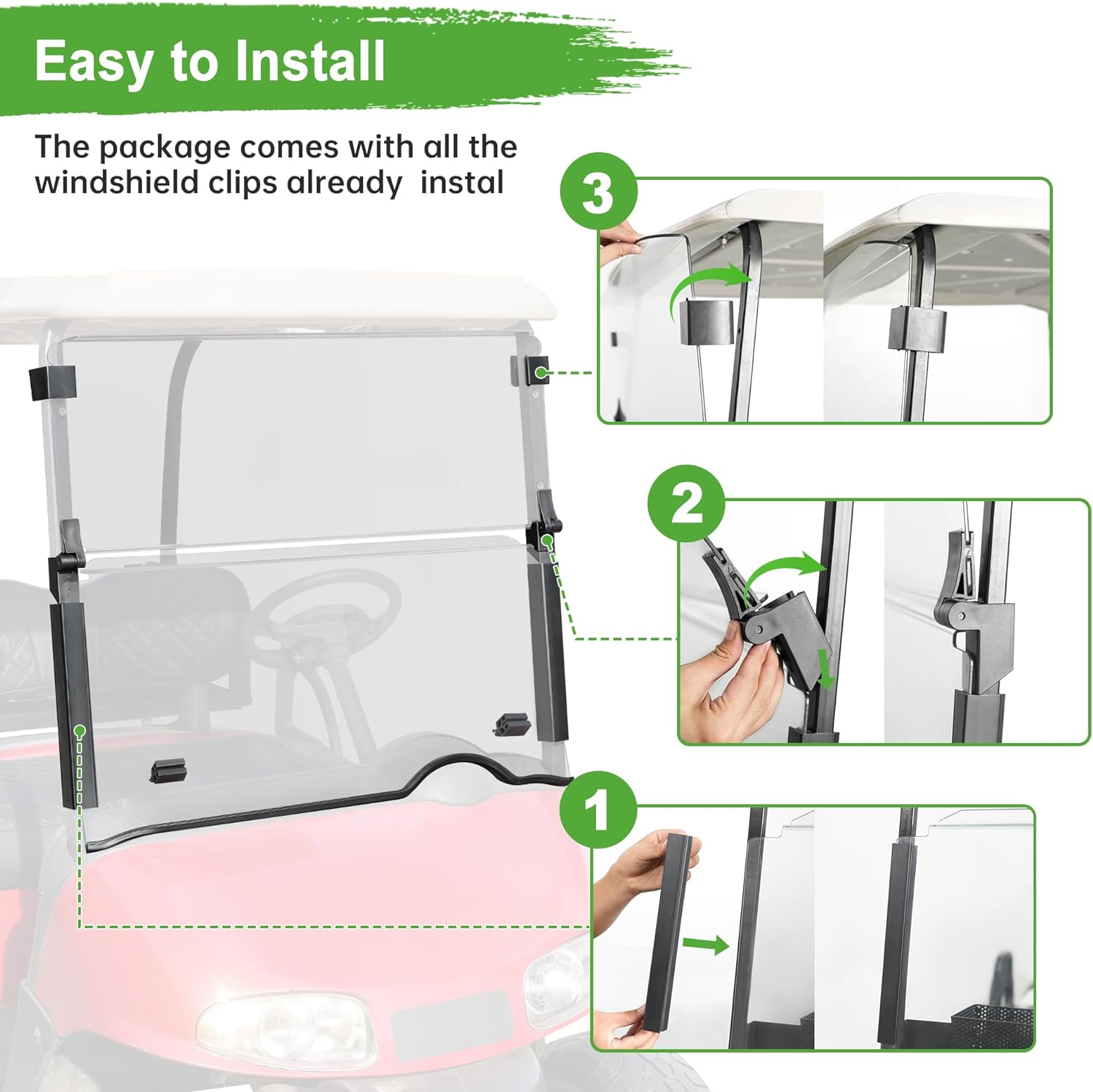 Golf cart windshield is thickened, strong impact, and shatterproof