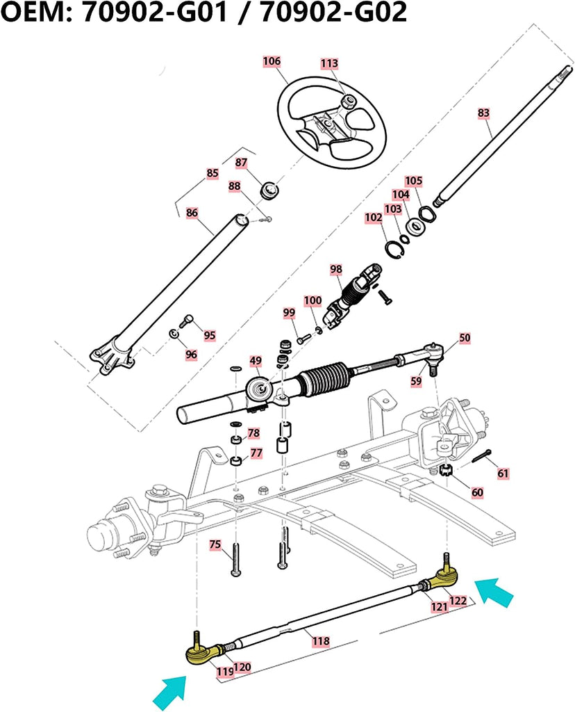 10L0L EZGO Golf Cart Tie Rod End Wiring Diagram