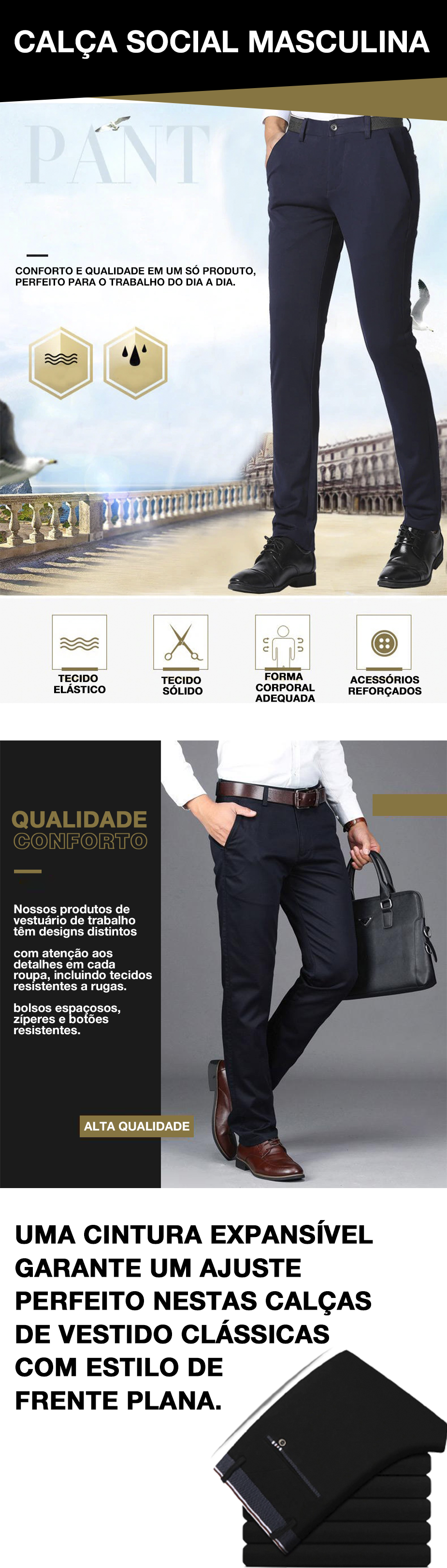 Mais Qualidade e Conforto com a Calça Social Masculina Elastimax Disponível em: www.descontara.com
