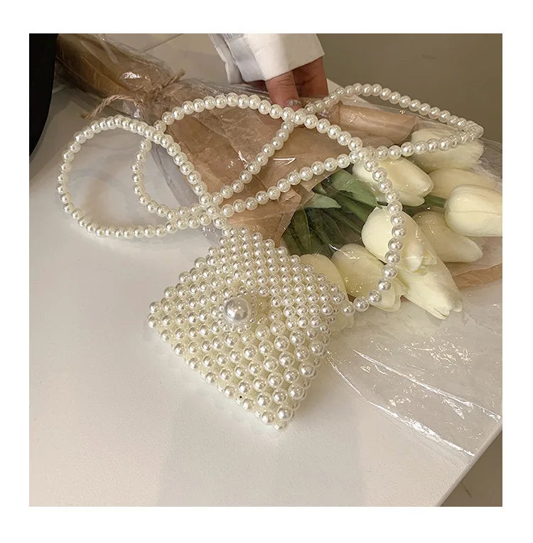 Rarove-Cute Little Girls Pearl Purses and Handbags Kawaii Kids Coin Pouch Wallet Baby Toddler Princess Crossbody Bag Gift