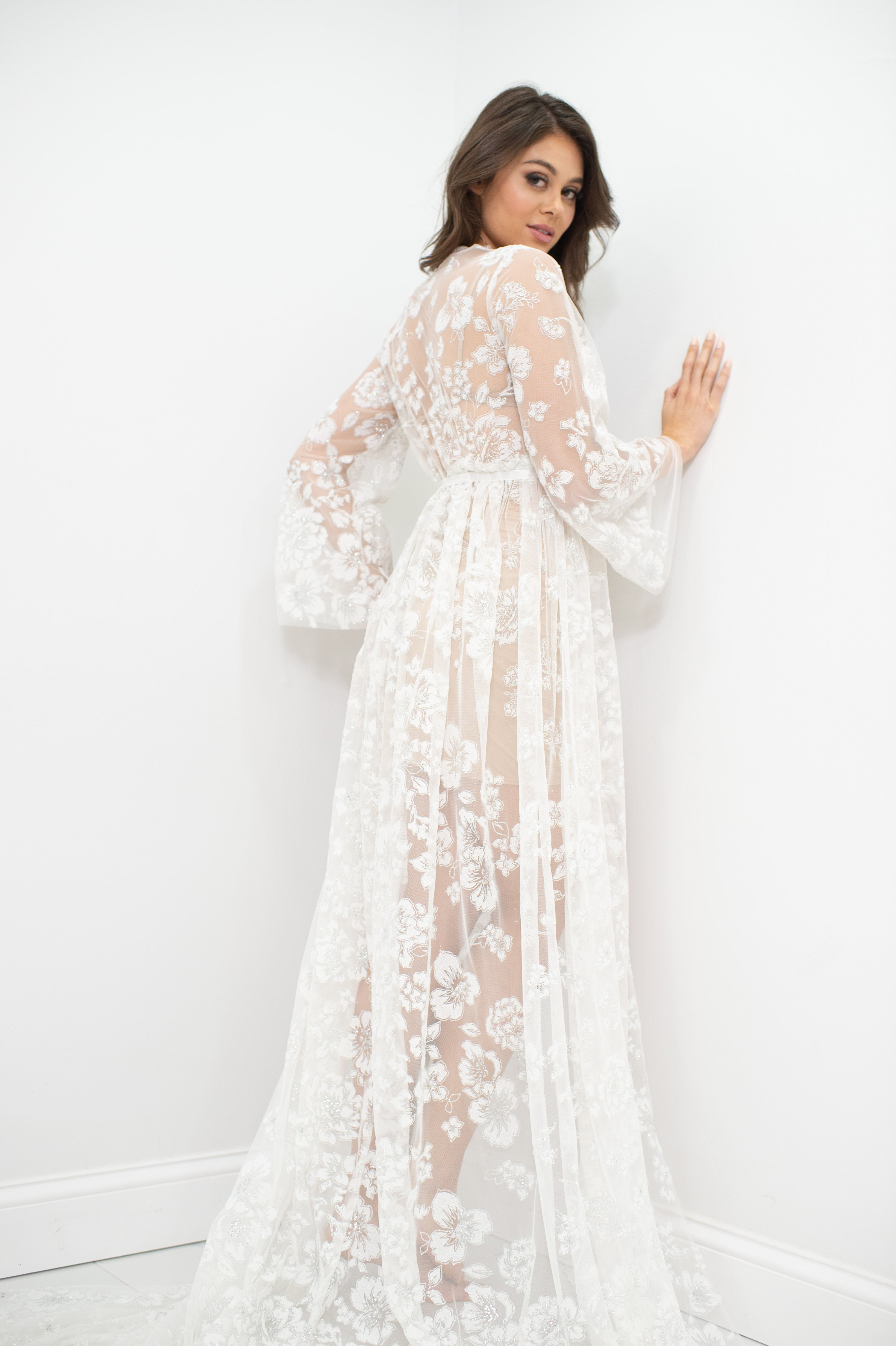 Lumina Long Lace Sheer Robe