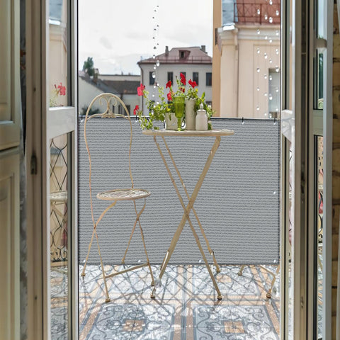 Elegant Small Balcony Ideas from Light Gray Balcony Privacy Screens