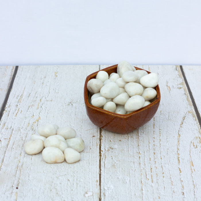 White Marble Medium Pebbles - 1kg