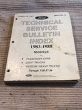 Ford Technical Service Bulletin Index 1983-1988 No. 15 cars and trucks
