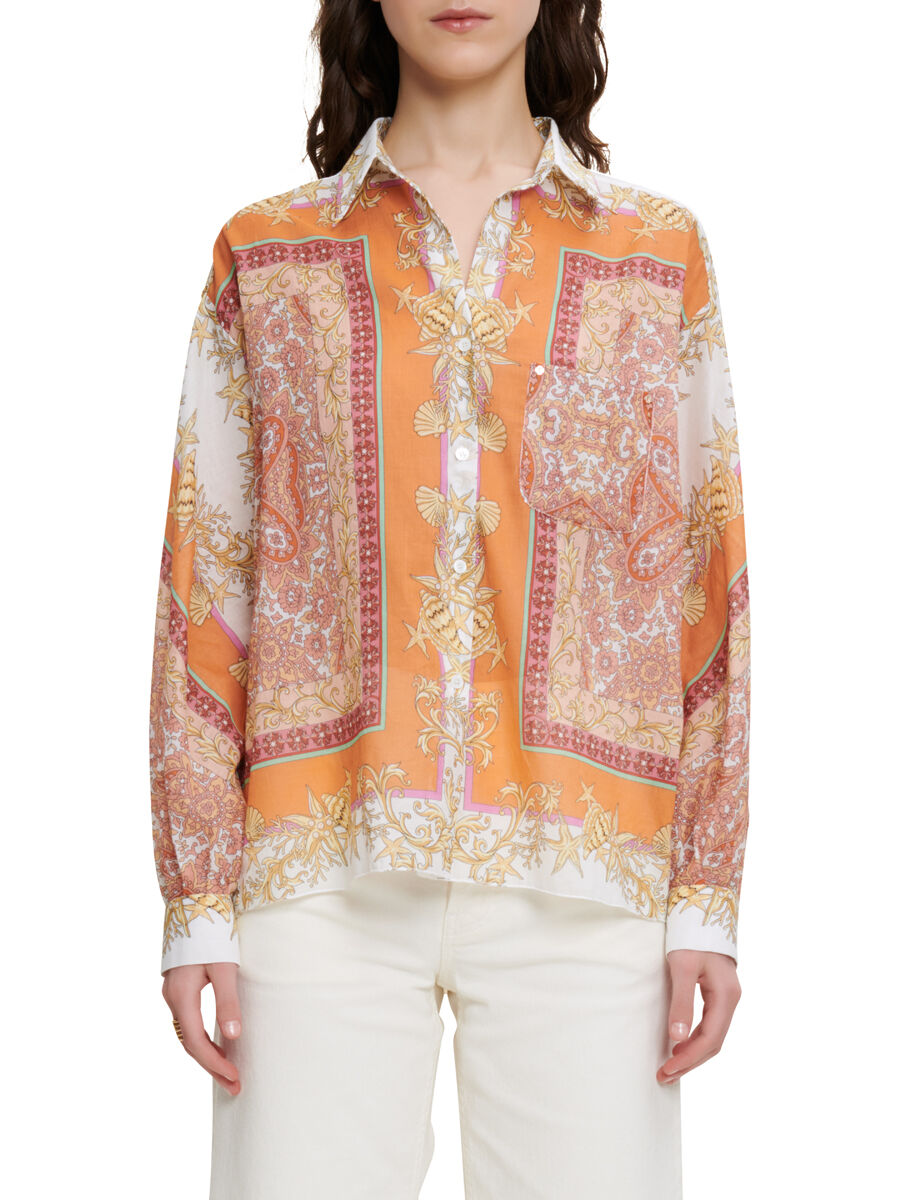 Maje | Scarf Print Voile Shirt In Foulard Coquillage | Maje Forward