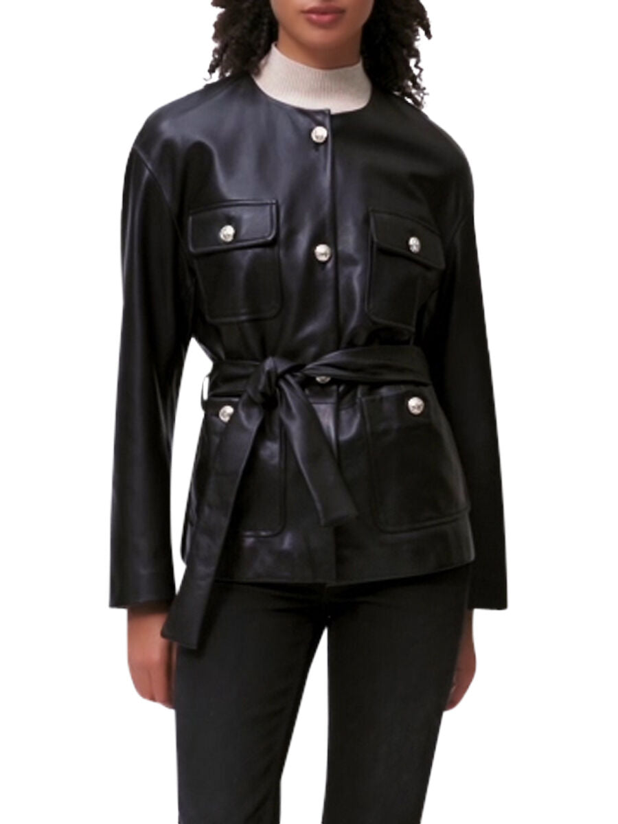 Maje | 4-Pocket Leather Jacket In Black | Maje Forward