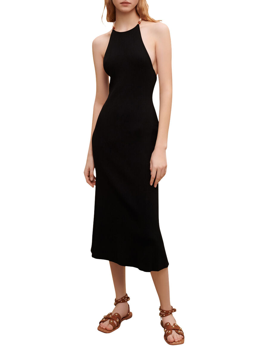 Maje | Long Dress With Chain Detail In Black | Maje Forward