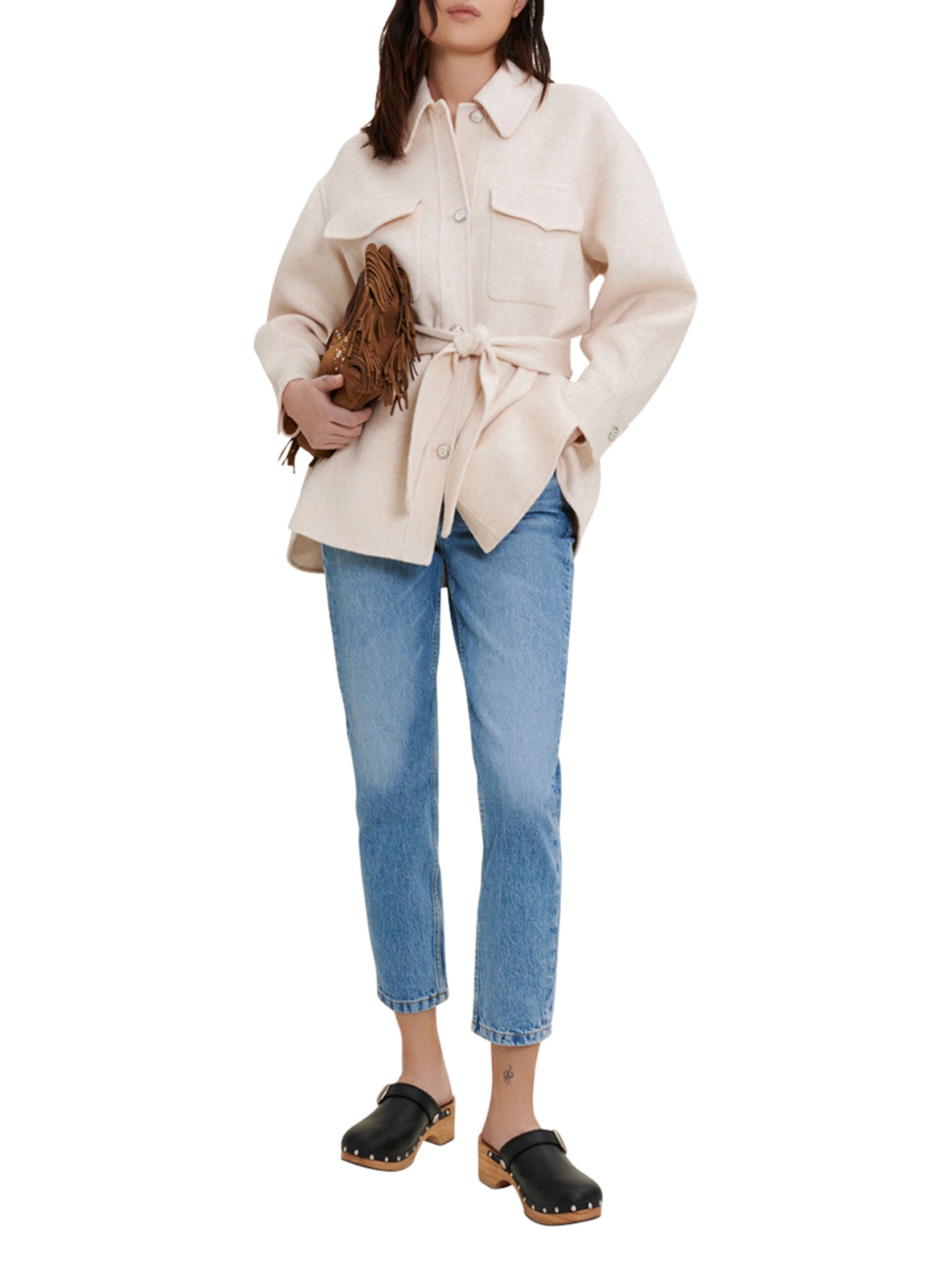 Maje | Oversized, Double-Faced Overshirt In Mastic Beige | Maje Forward | Jacken