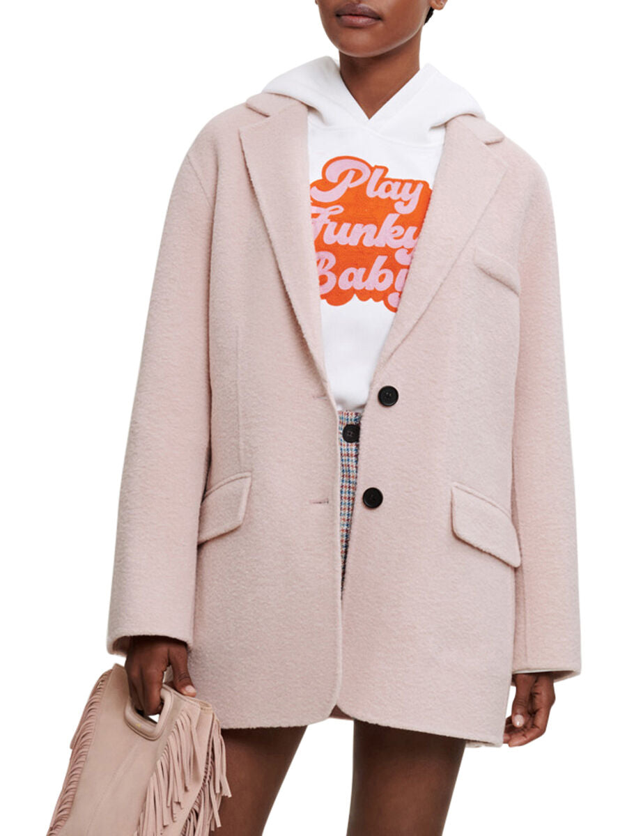 Forward | Pale Maje Double-Faced In Pink Loose Coat Maje |